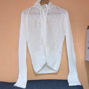 Morgan de Toi White Openwork Hooded Cardigan